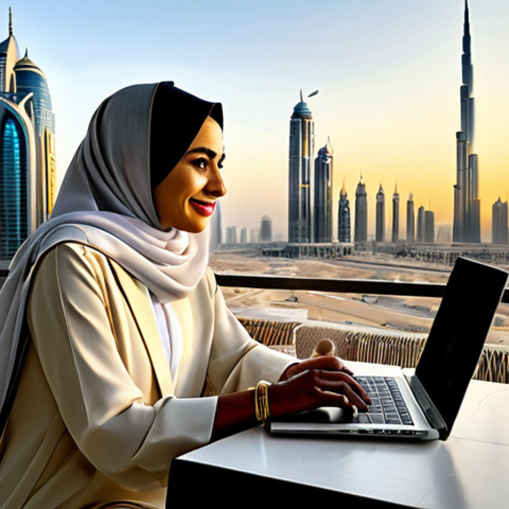 온라인 코칭으로 수익원 다변화하기 - **Image 1 Prompt: Global Reach & Flexible Coaching from an Arab Cityscape**
"A confident, stylis...