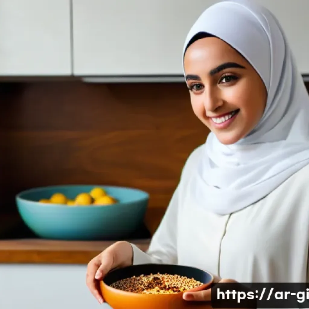 소셜 미디어 인플루언서 되기 - A young Arab woman, wearing a stylish yet modest abaya and a matching hijab, is gracefully demonstra...