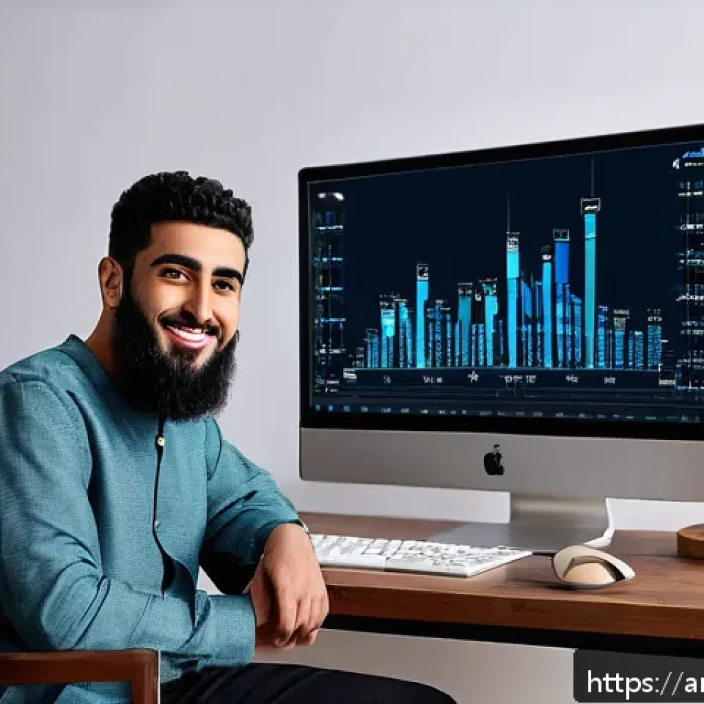 유튜브 채널 수익화 전략 - A modern YouTube creator studio scene set in a cozy home environment, featuring an Arab male content...