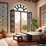 Home 18 유료 구독 서비스로 수익 늘리기 - A modern Middle Eastern content creator's cozy home studio decorated with traditional Arabic pattern...