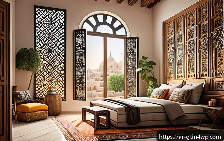 유료 구독 서비스로 수익 늘리기 - A modern Middle Eastern content creator's cozy home studio decorated with traditional Arabic pattern...